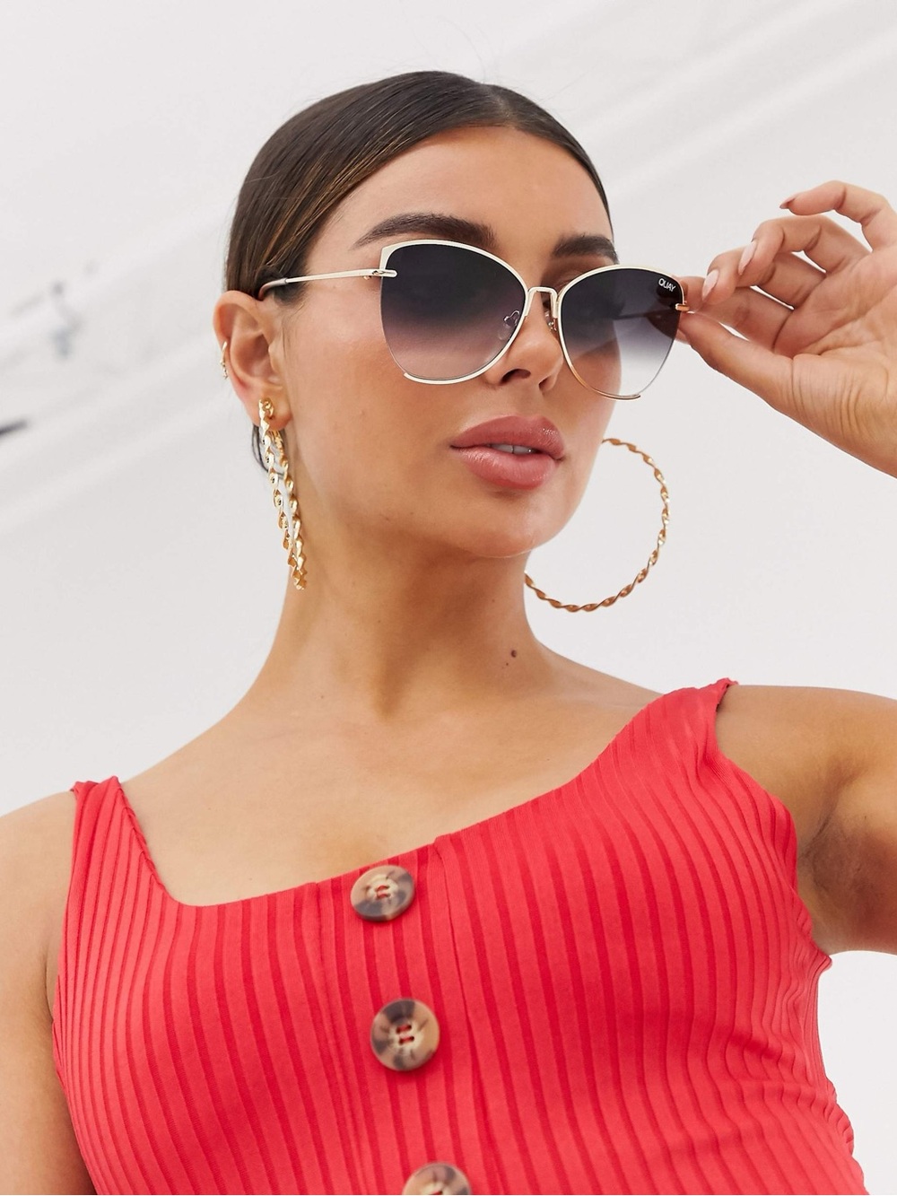 Quay Australia dusk to dawn oversized cat eye sunglasses in gold